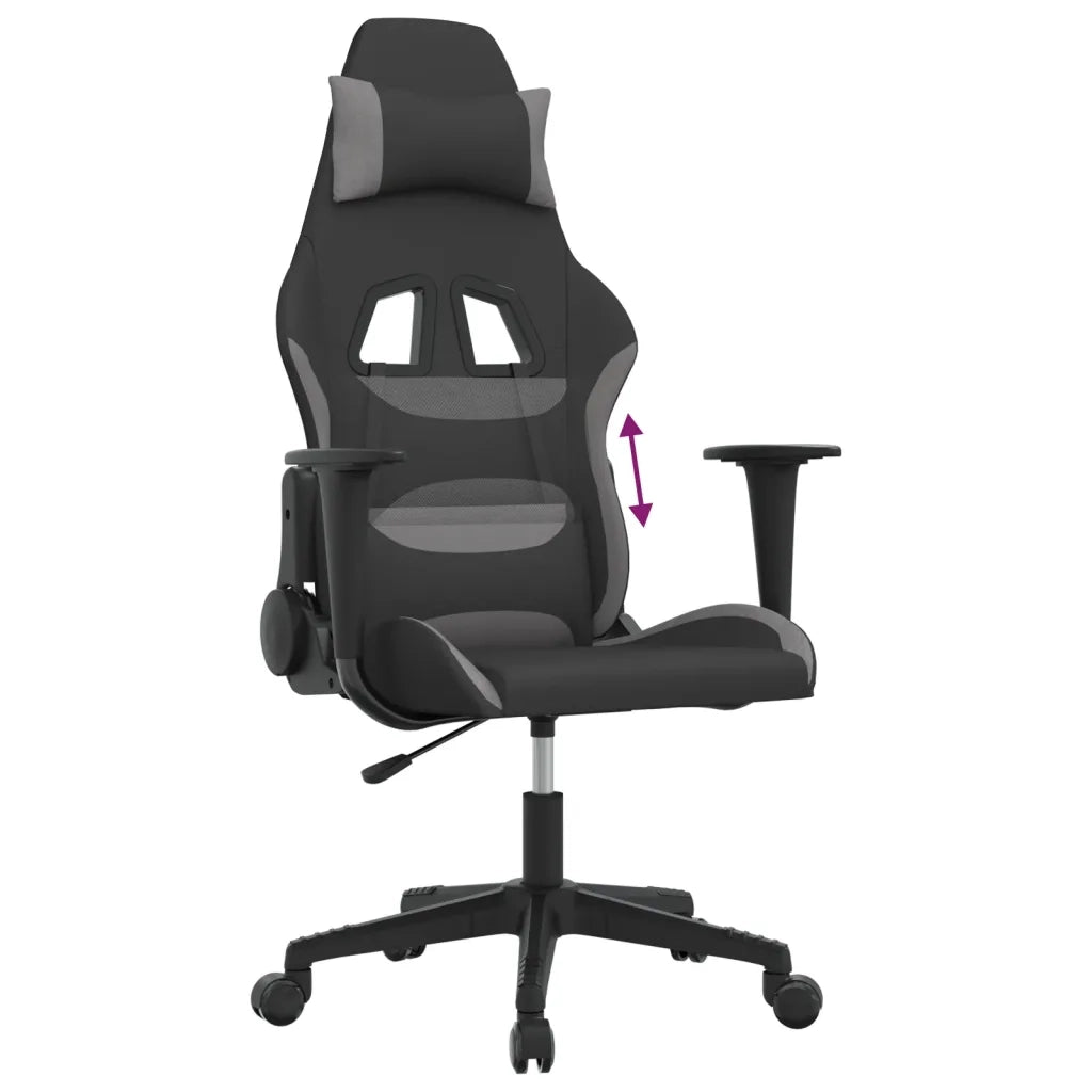 vidaXL Sedia da Gaming Nero e Grigio Chiaro in Tessuto