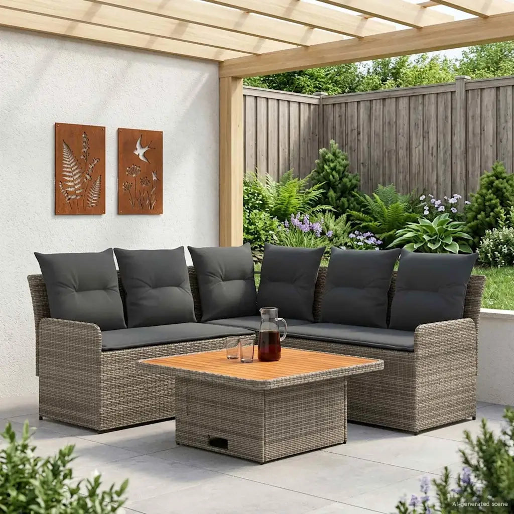 Set di Mobili 4 pz Grigio e Grigio Scuro Rattan in PE 3422176