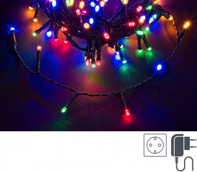 Luci Natale 180 LED Multicolore, Filo Verde 5mm, IP44 (12 Pezzi)