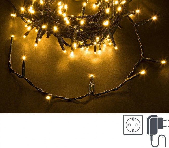 Luci Natale 100 LED Classic, Filo Verde 3mm, IP44 (12 Pezzi)