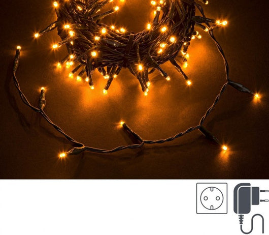 Luci Natale 300 LED Colore Caldo, Filo Verde 3mm, IP44 (12 Pezzi)