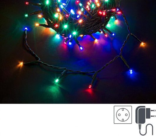 Luci Natale 500 LED Multicolore, Filo Verde 3mm, IP44 (6 Pezzi)