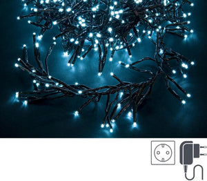 Cluster Luci 768 LED Bianco, Filo Verde 3mm, IP44 (6 Pezzi)