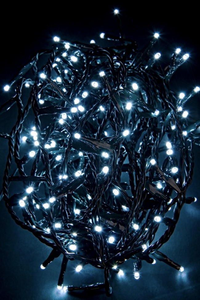 Luci Natale 1200 Lampade Bianco Filo Verde IP44 (6 Pezzi)