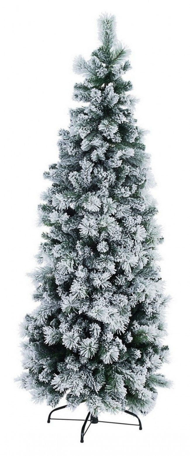 Albero di Natale Slim Praga Innevato Altezza 180cm con 539 Rami