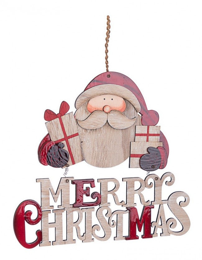 Pendaglio Gregory con Babbo Natale e Scritta Altezza 38cm (6 Pezzi)