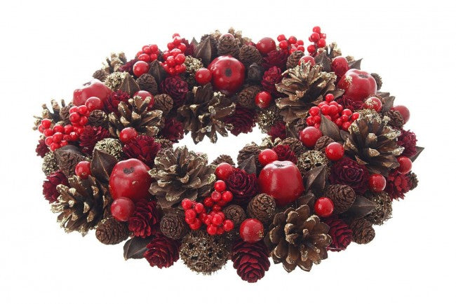 Corona Decorativa Adalia Rossa Diametro 30cm (2 Pezzi)