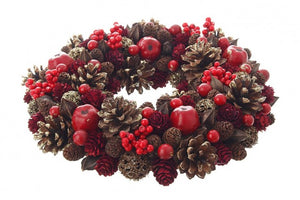 Corona Decorativa Adalia Rossa Diametro 30cm (2 Pezzi)