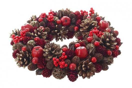 Corona Decorativa Adalia Rossa Diametro 30cm (2 Pezzi)