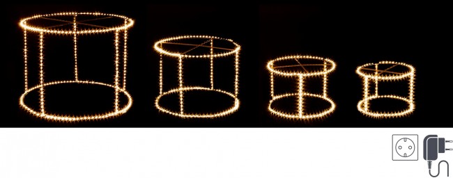 Set di 4 Cilindri Decorativi 1029 MicroLED Classiche in Rame