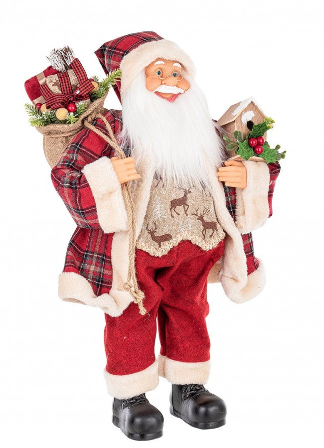Babbo Natale Alwin in Posizione Verticale con Motivo Scozzese Grande (2 Pezzi)