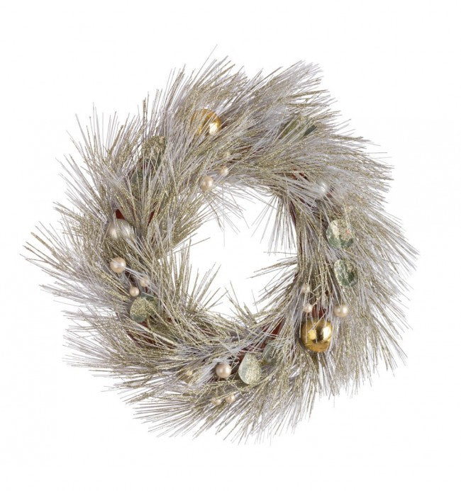 Corona Eternal Bianco-Champagne Diametro 40cm (2 Pezzi)