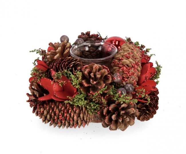 Portacandele singolo Lilibeth Tondo Rosso (6 Pezzi)