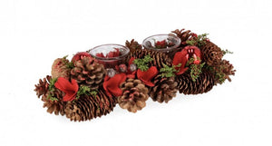 Portacandele a 2 Pezzi Lilibeth Rettangolare Rosso (6 Pezzi)