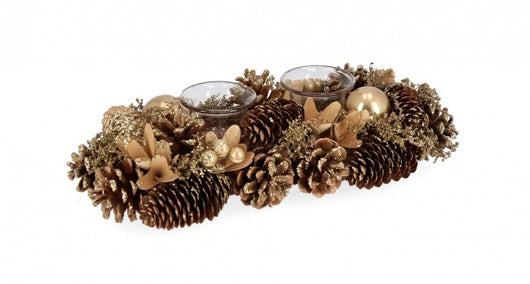 Portacandele a 2 Pezzi Lilibeth Rettangolare Oro (6 Pezzi)