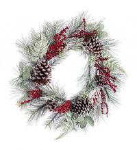 Corona Cherryl Bacche Rosse Diametro 55cm (4 Pezzi)