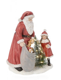 Babbo Natale Baldwin Rosso con Bimba H18.5cm LED (4 Pezzi)