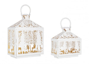 Set di 2 Lanterne Alizee Bianco e Oro