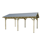 Tettoia posto auto in legno abete 390x596 cm – Altezza 330 cm – Carport con copertura acciaio zincato – 2 posti auto – KA4565BA Foresta