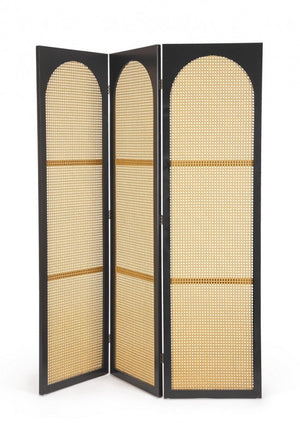 Paravento Legno Nero Stile Boho da Interno 150x180 cm - JOSIE