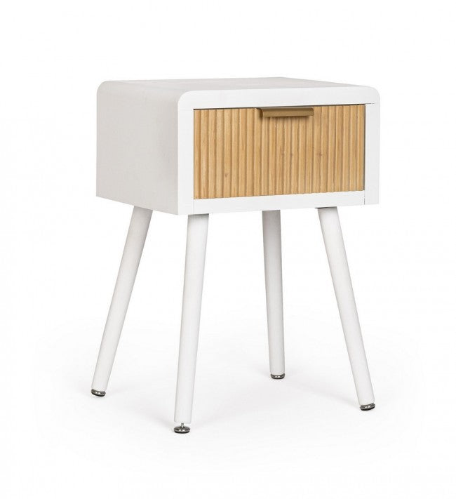 Comodino Legno Bianco Moderno da Interno H57 cm - CHARLOTTE