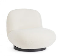 Poltrona Girevole Bouclé Bianco Moderna da Interni - DANIEL