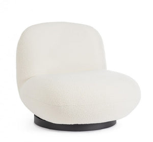 Poltrona Girevole Bouclé Bianco Moderna da Interni - DANIEL