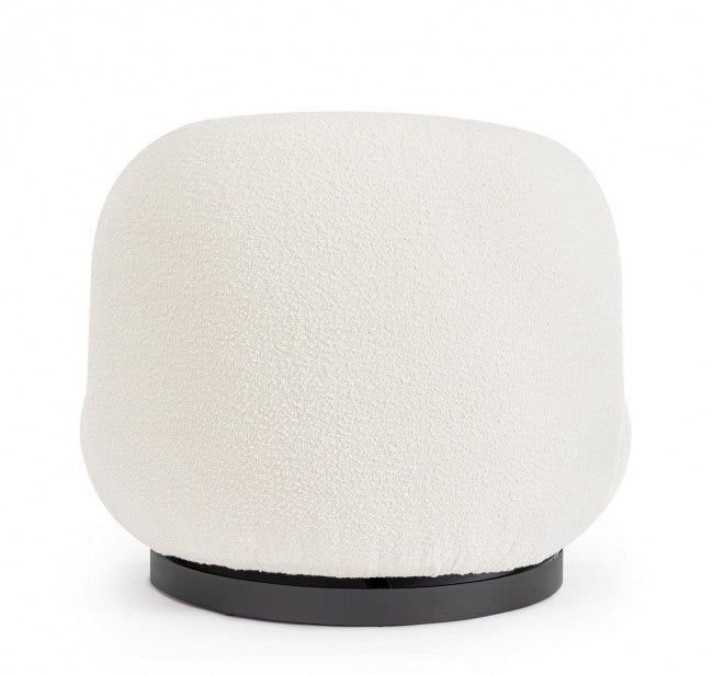 Poltrona Girevole Bouclé Bianco Moderna da Interni - DANIEL