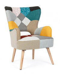 Poltrona Patchwork Tessuto Multicolore Boho da Interno - CHRISTOPHER