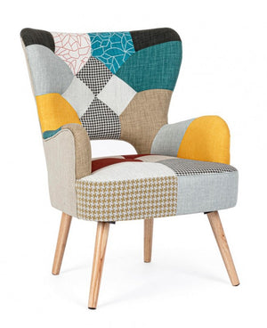 Poltrona Patchwork Tessuto Multicolore Boho da Interno - CHRISTOPHER