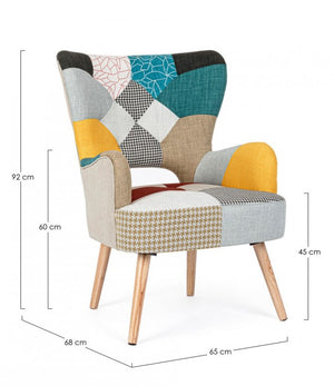 Poltrona Patchwork Tessuto Multicolore Boho da Interno - CHRISTOPHER