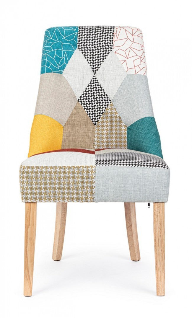 Set 2 Sedie Patchwork Tessuto Multicolore Moderno da Interno - CHRISTOPHER