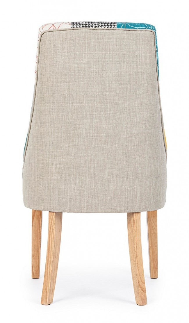 Set 2 Sedie Patchwork Tessuto Multicolore Moderno da Interno - CHRISTOPHER