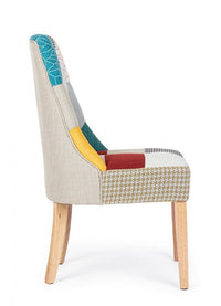 Set 2 Sedie Patchwork Tessuto Multicolore Moderno da Interno - CHRISTOPHER