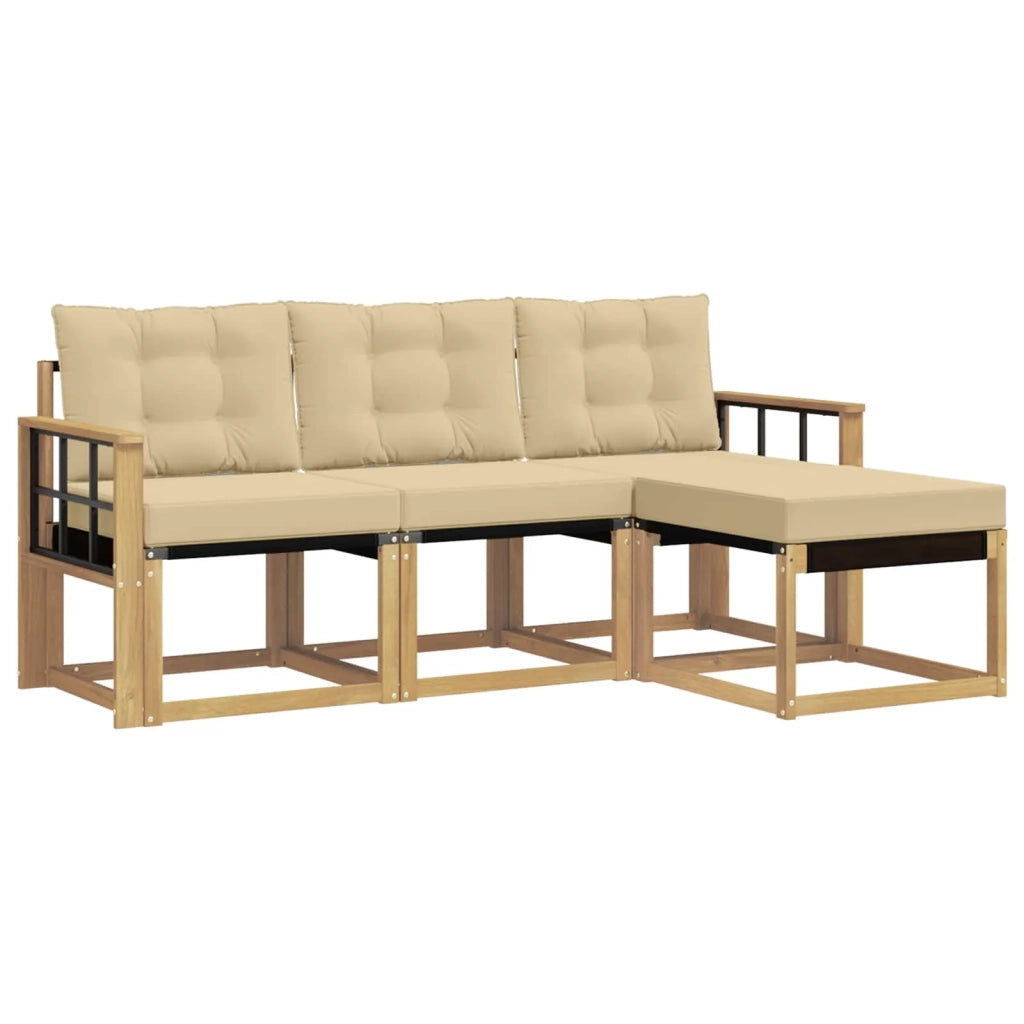 Set di divani da esterno con cuscino 4 pcs Bianco e Beige