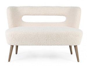 Divano 2 Posti in Bouclé Bianco Moderno da Interno - CARMEN