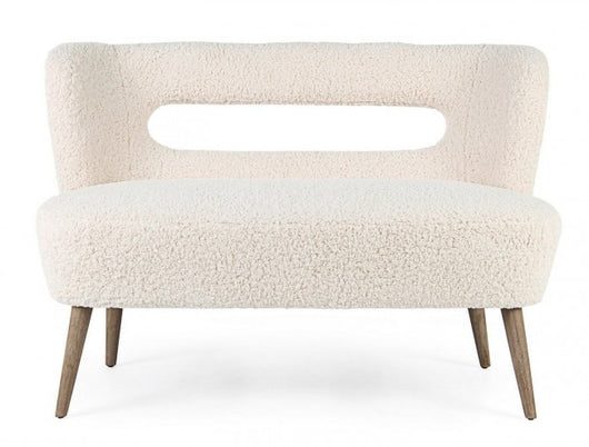Divano 2 Posti in Bouclé Bianco Moderno da Interno - CARMEN