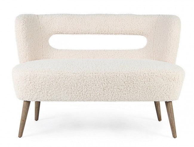Divano 2 Posti in Bouclé Bianco Moderno da Interno - CARMEN