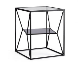 Tavolino Vetro Nero Moderno da Interno 40x40 cm - KATHERINE