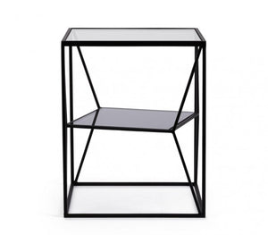 Tavolino Vetro Nero Moderno da Interno 40x40 cm - KATHERINE