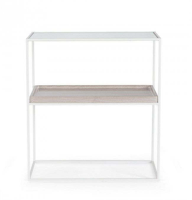 Mobiletto 2 Piani Vetro Bianco Moderno da Interno - CECILIA