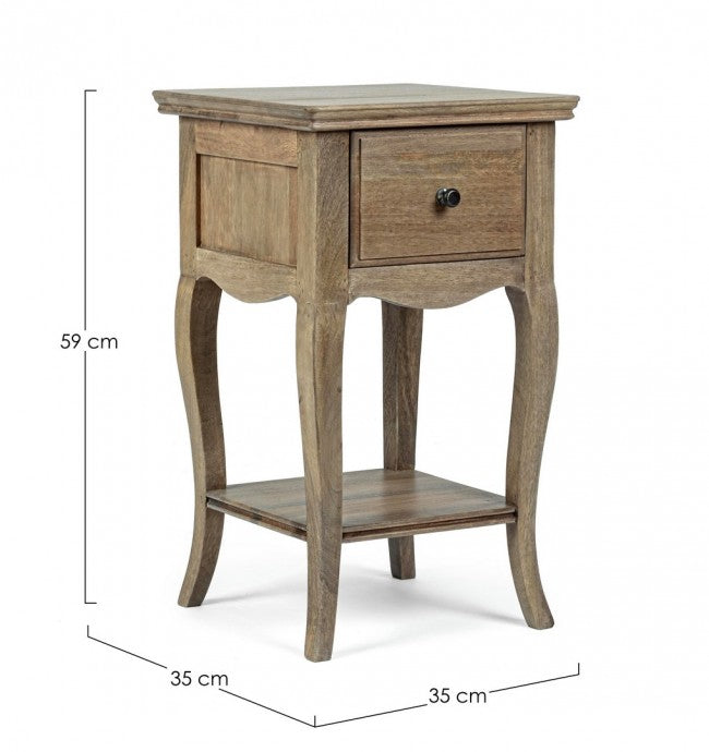 Comodino Legno Marrone Rustico da Interno - DOMINIQUE