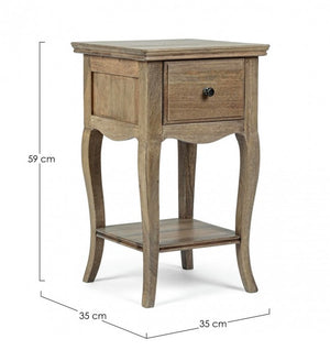 Comodino Legno Marrone Rustico da Interno - DOMINIQUE