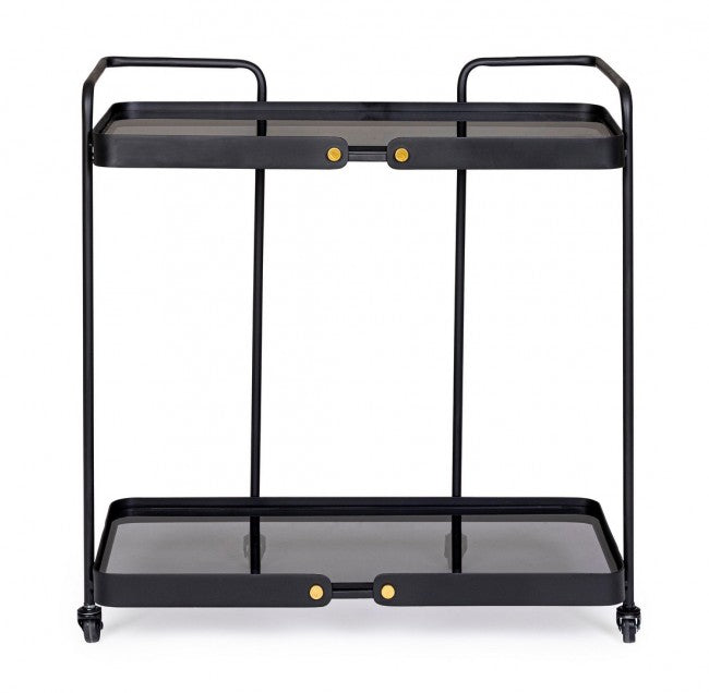 Carrello Vetro Nero Stile Industriale da Interno - DAMON