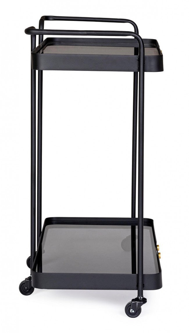 Carrello Vetro Nero Stile Industriale da Interno - DAMON