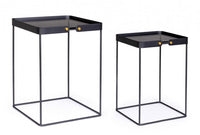 Tavolini in Vetro Nero Stile Moderno da Interno - DAMON