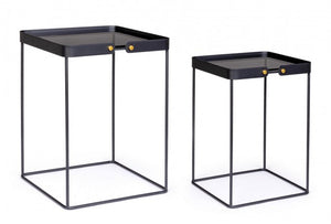 Tavolini in Vetro Nero Stile Moderno da Interno - DAMON