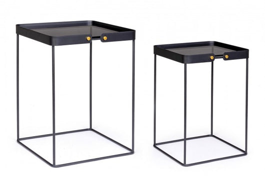 Tavolini in Vetro Nero Stile Moderno da Interno - DAMON