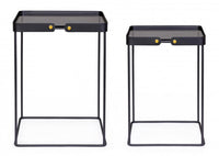 Tavolini in Vetro Nero Stile Moderno da Interno - DAMON