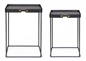 Tavolini in Vetro Nero Stile Moderno da Interno - DAMON